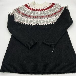 J. Jill Womens Black Multi Fair Isle Long Sleeve Mock Sweater Size Small